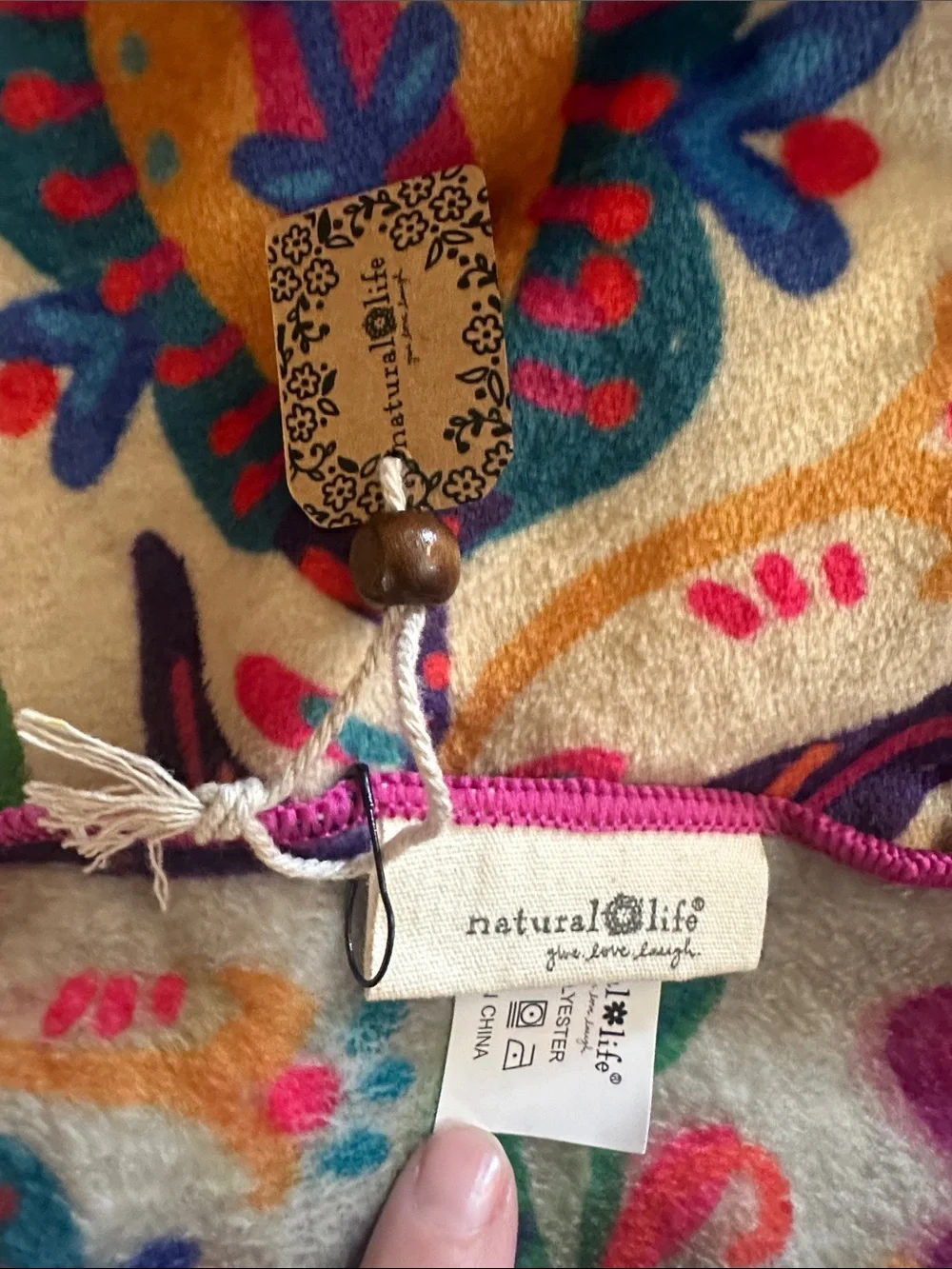 Natural Life Cozy Throw Blanket NWT Thankful Grateful folk flower floral